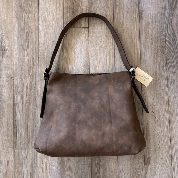 Universal Thread Slouchy Bucket Shoulder Bag Brown Faux Suede Boho Quiet Luxury - Picture 4 of 16